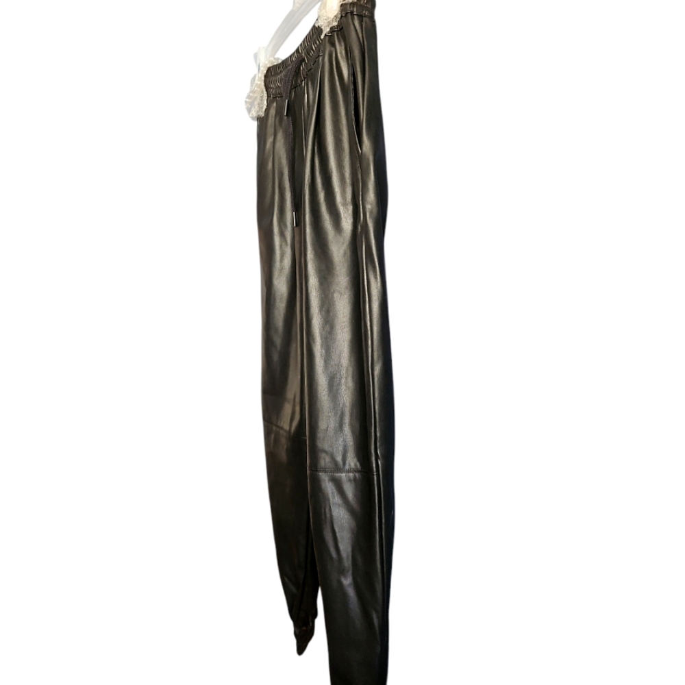 Zara Faux Leather Black  Joggers Women M NWOT - Picture 2 of 8